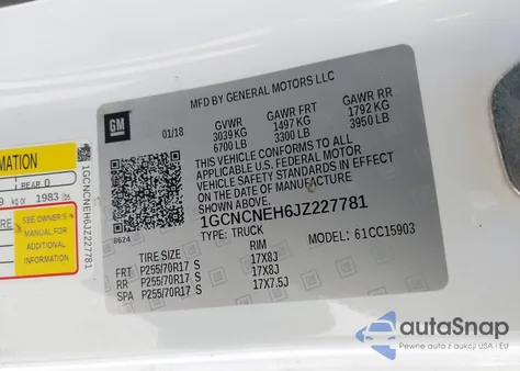 2018 Chevrolet Silverado 1500 Wt from USA, damaged, VIN 1GCNCNEH6JZ227781